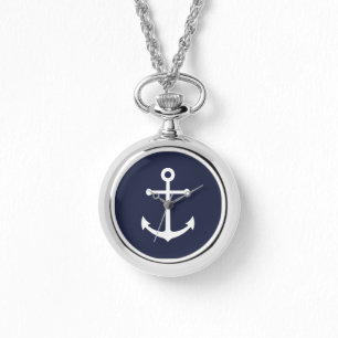 Nautic Navy Blue Anchor Armbanduhr