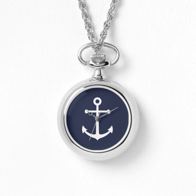 Nautic Navy Blue Anchor Armbanduhr (Vorderseite)