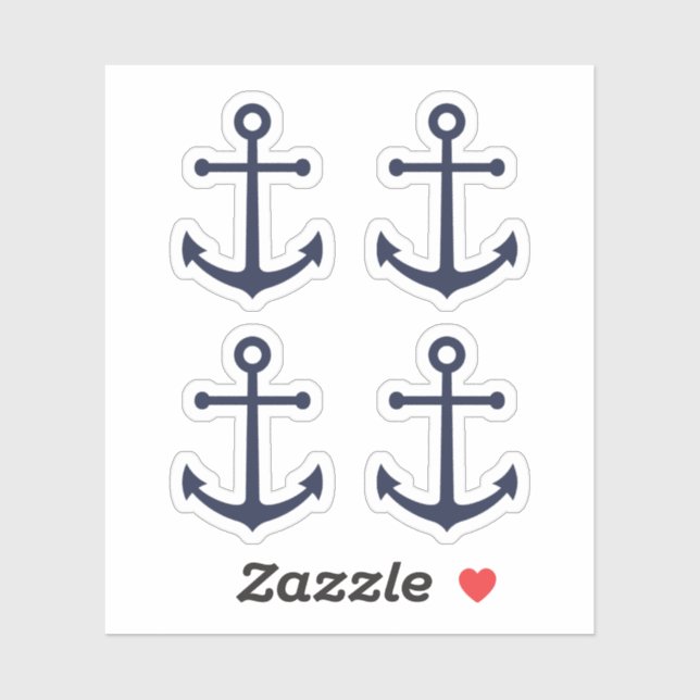 Nautic Navy Blue Anchor Aufkleber (Blatt)