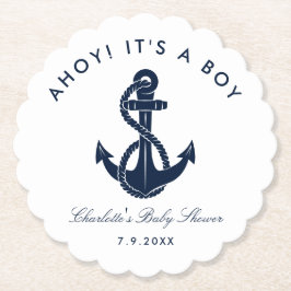 Nautic Navy Blue Anchor Baby Shooter Untersetzer