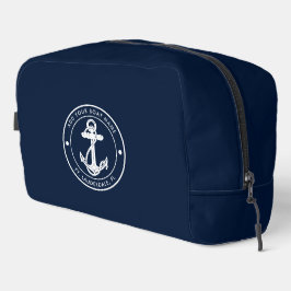 Nautic Navy Blue Anchor Boat Name Custom Waschbeutel