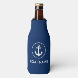 Nautic Navy Blue Anchor Boat Name Flasche Cooler Flaschenkühler