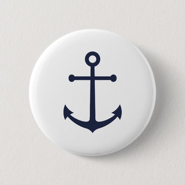 Nautic Navy Blue Anchor Button (Vorderseite)