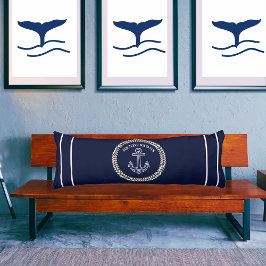 Nautic Navy Blue Anchor Coastal Monogram Beach Seitenschläferkissen