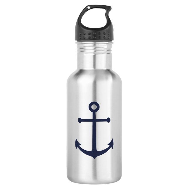 Nautic Navy Blue Anchor Edelstahlflasche (Vorderseite)