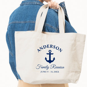 Nautic Navy Blue Anchor Family Wiedersehen Jumbo Stoffbeutel