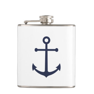 Nautic Navy Blue Anchor Flachmann