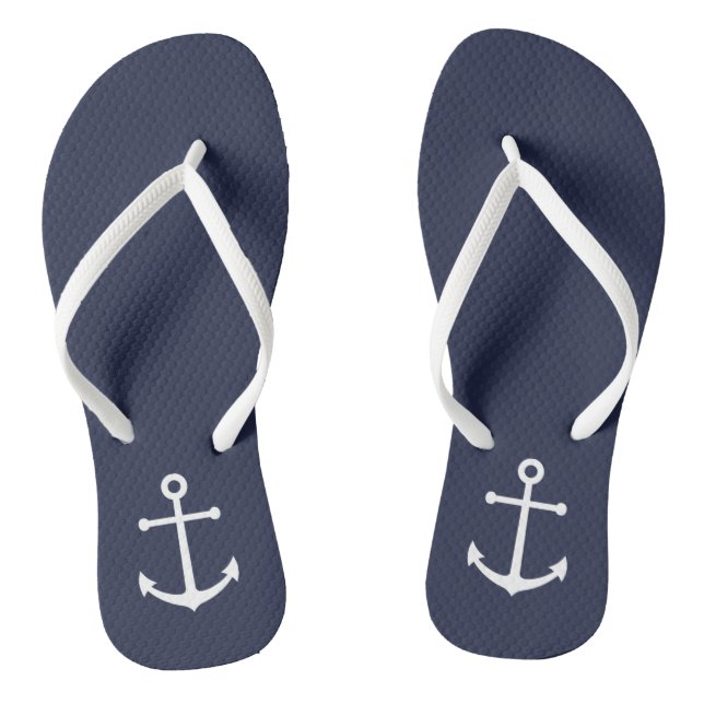 Nautic Navy Blue Anchor Flip Flops (Fußbett)