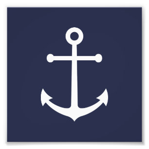Nautic Navy Blue Anchor Fotodruck