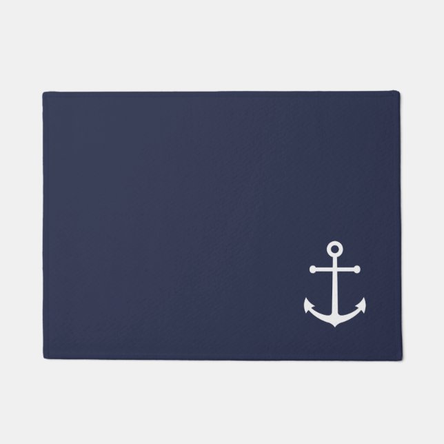 Nautic Navy Blue Anchor Fußmatte (Vorderseite)