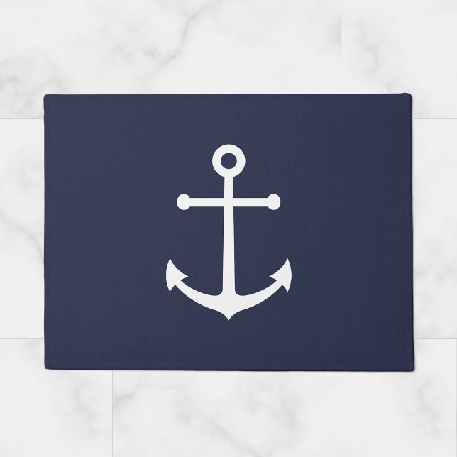 Nautic Navy Blue Anchor Fußmatte (Von Creator hochgeladen)