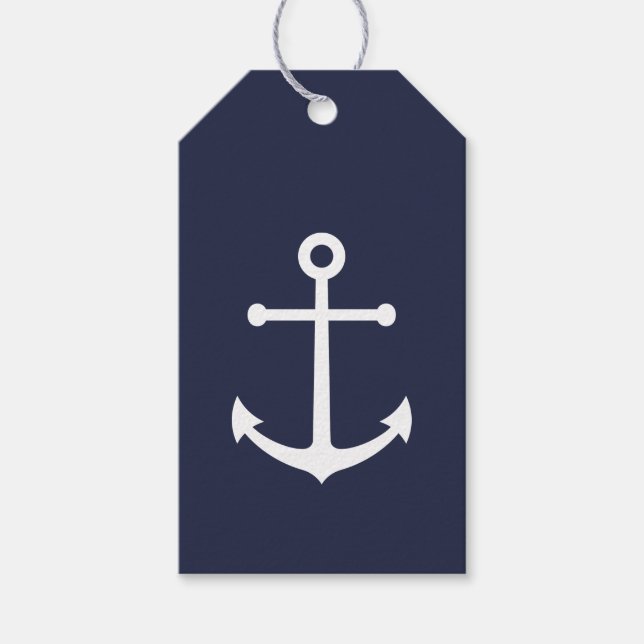 Nautic Navy Blue Anchor Geschenkanhänger (Vorderseite)
