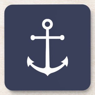 Nautic Navy Blue Anchor Getränkeuntersetzer