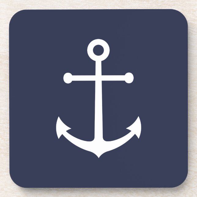 Nautic Navy Blue Anchor Getränkeuntersetzer (Vorderseite)