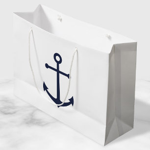 Nautic Navy Blue Anchor Große Geschenktüte
