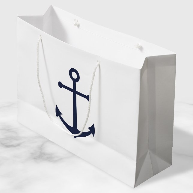 Nautic Navy Blue Anchor Große Geschenktüte (Von Creator hochgeladen)
