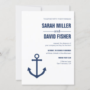 Nautic Navy Blue Anchor Hochzeitseinladung Einladung