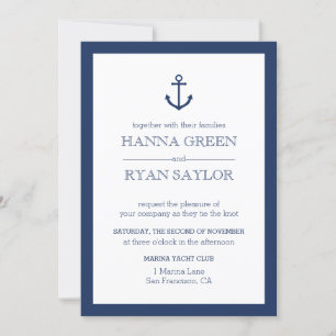Nautic Navy Blue Anchor Hochzeitseinladung Einladung