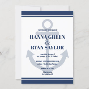Nautic Navy Blue Anchor Hochzeitseinladung Einladung