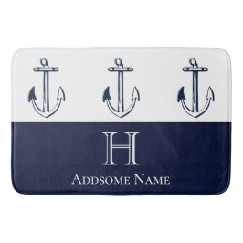 Nautic Navy Blue Anchor Küste Mit Monogramm Bath Badematte