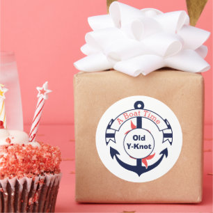 Nautic Navy Blue Anchor New Boat Gratulation Runder Aufkleber