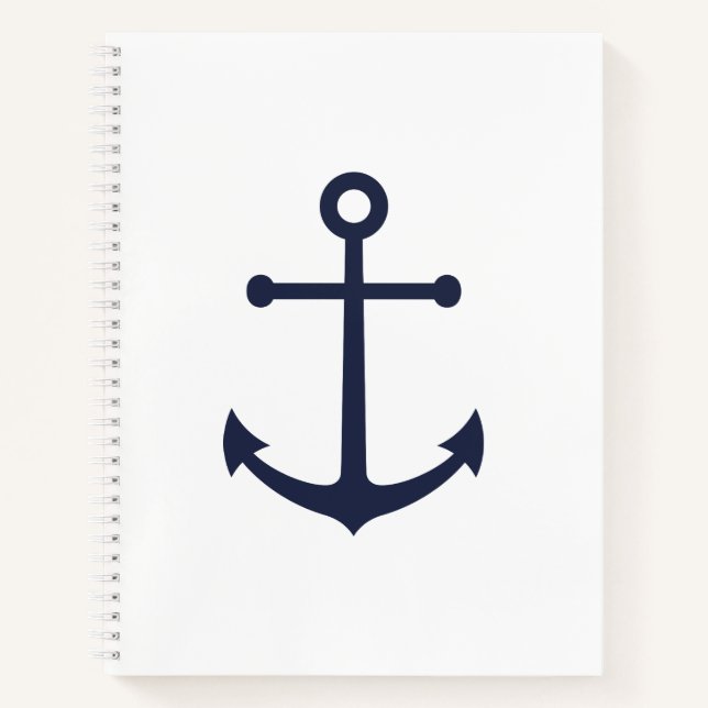 Nautic Navy Blue Anchor Notizbuch (Vorderseite)