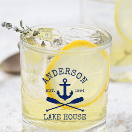 Nautic Navy Blue Anchor Oars Family Lake House Whiskyglas