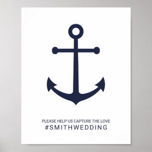 Nautic Navy Blue Anchor Oh Snap Wedding Sign Poster