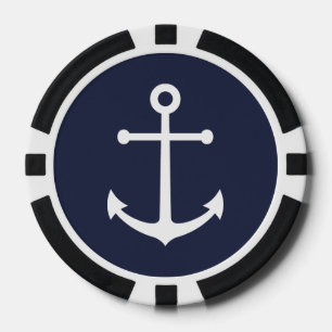 Nautic Navy Blue Anchor Pokerchips