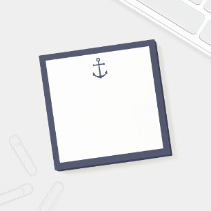 Nautic Navy Blue Anchor Post-it Klebezettel