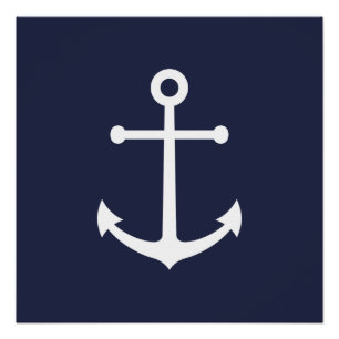 Nautic Navy Blue Anchor Poster