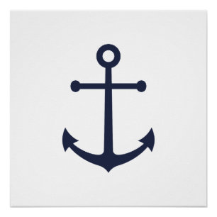 Nautic Navy Blue Anchor Poster