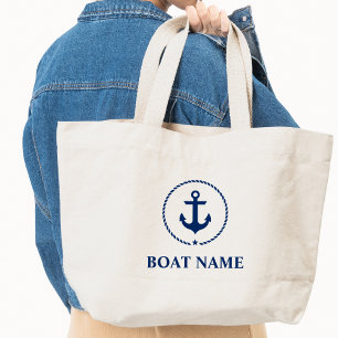 Nautic Navy Blue Anchor Rope Jumbo Tote Bag Jumbo Stoffbeutel