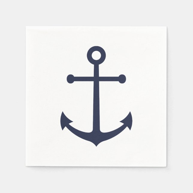 Nautic Navy Blue Anchor Serviette (Vorderseite)