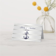 Nautic Navy Blue Anchor Silver White