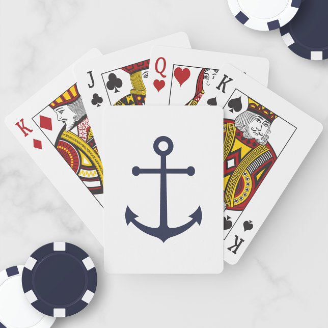 Nautic Navy Blue Anchor Spielkarten (Von Creator hochgeladen)