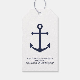 Nautic Navy Blue Anchor Trauzeugen Vorschlag Gesch Geschenkanhänger