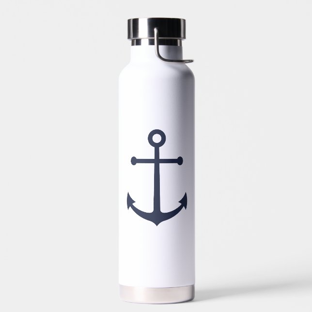 Nautic Navy Blue Anchor Trinkflasche (Links)