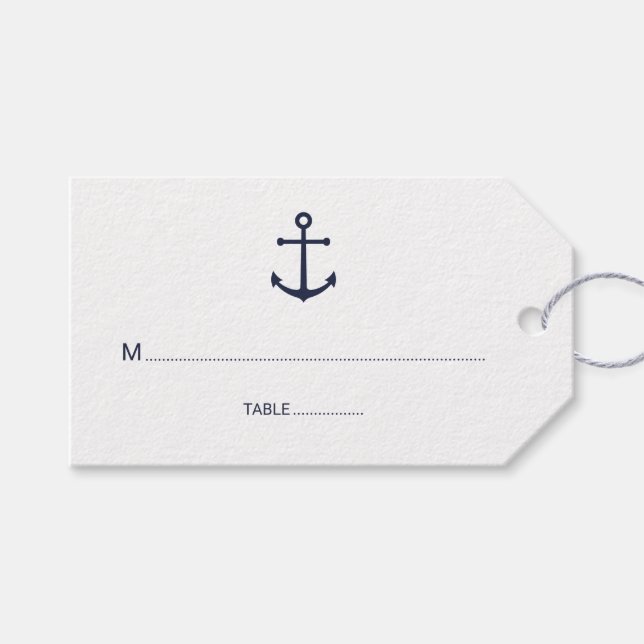 Nautic Navy Blue Anchor Wedding Platzkarte Geschenkanhänger (Vorderseite (Horizontal))