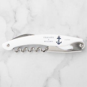 Nautic Navy Blue Anchor Wedding Trauzeuge Custom Kellnermesser