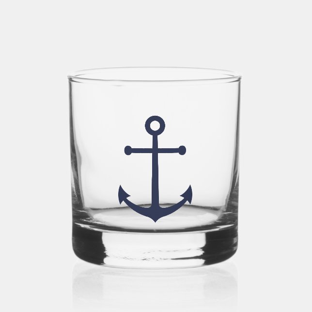 Nautic Navy Blue Anchor Whiskyglas (Vorderseite)