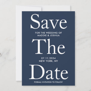 Nautic Navy Blue Big Modern Save the Date