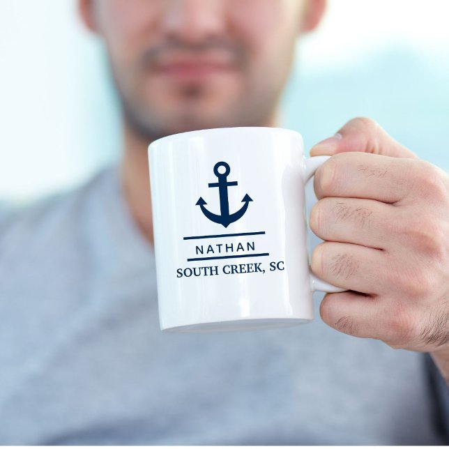Nautic Navy Blue Custom Bootname Kaffeetasse (Von Creator hochgeladen)