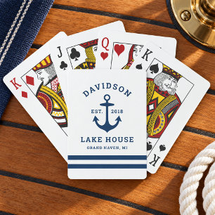 Nautic Navy Blue Custom Family Lake House Spielkarten