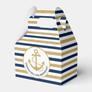 Nautic Navy Blue Gold Anchor Geschenkschachtel