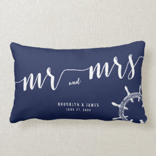 Nautic Navy Blue Lumbar Wedlows Pillows Lendenkissen