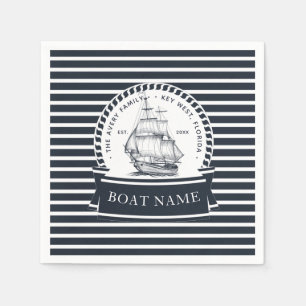 Nautic Navy Blue Modernes Personalisiert Serviette