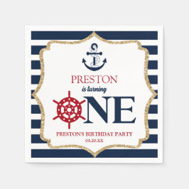 Nautic Navy Blue ONE Erstes 1. Geburtstag Party Serviette