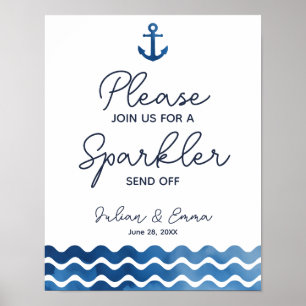 Nautic Navy Blue Sparkler senden Print ab Poster