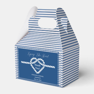 Nautic Navy Blue Tying Stripes Wedding Geschenkschachtel